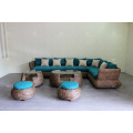 Splendid Sofa Set Tecido de material natural - Hyacinth de água Wiker para uso interno